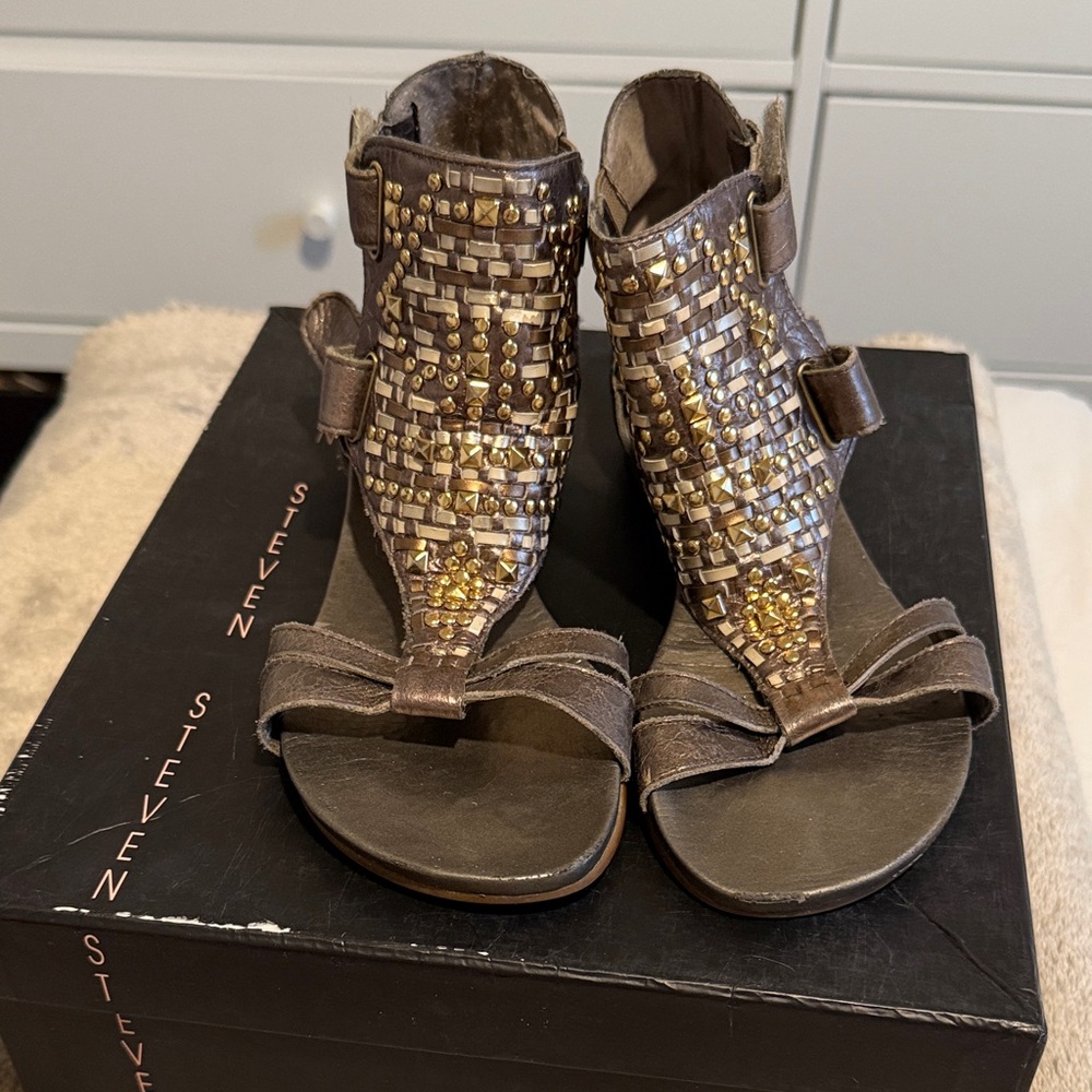 Steven By Steve Madden Metallic Sandals with Gold Accents